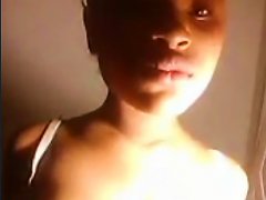 18 Yr Old 34d Black Slut Strips On Cam And Flashes Fmj